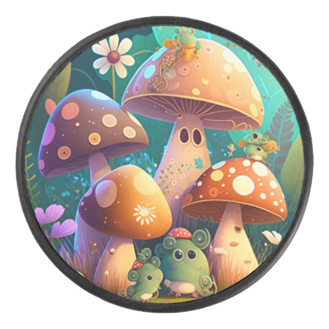 Palet De Hockey Belles champignons de bébé vert (Devant)
