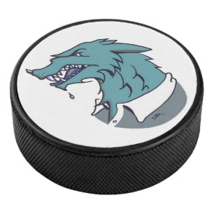 Palet De Hockey Bleu loup-garou blanc