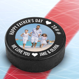 Palet De Hockey Bonne Fête des pères Personnalisé Année Noms et Ph