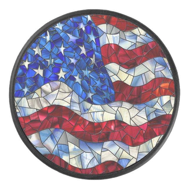 Palet De Hockey Canon en verre à drapeau américain (Devant)