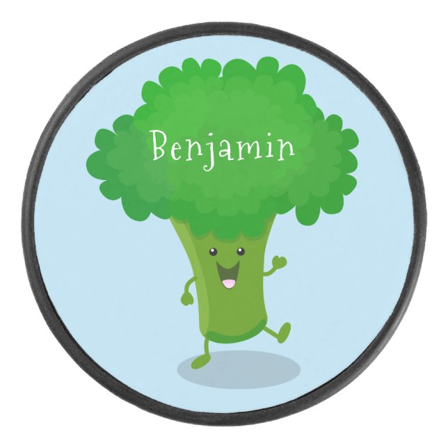 Palet De Hockey Caricature de brocoli dansant Cute kawaii (Devant)