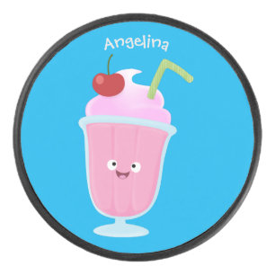 Palet De Hockey Caricature de crème glacée de fraise mignonne