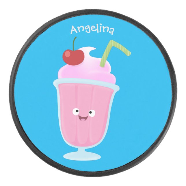 Palet De Hockey Caricature de crème glacée de fraise mignonne (Devant)