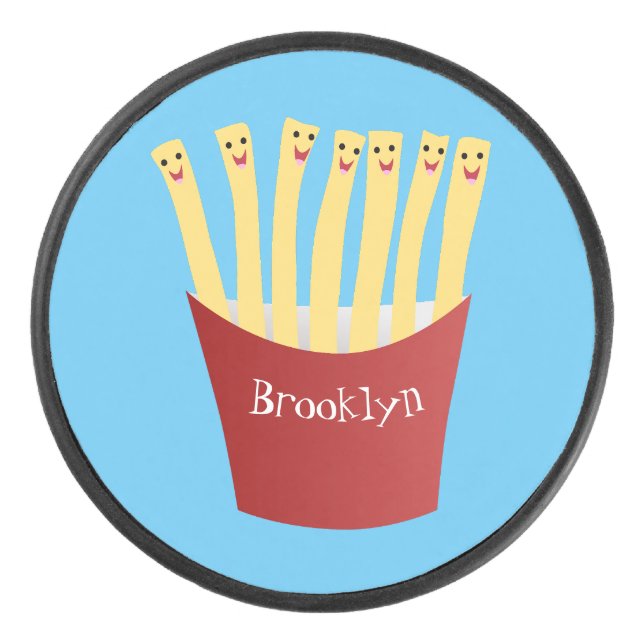 Palet De Hockey Caricature de frites Cute kawaii fast food (Devant)