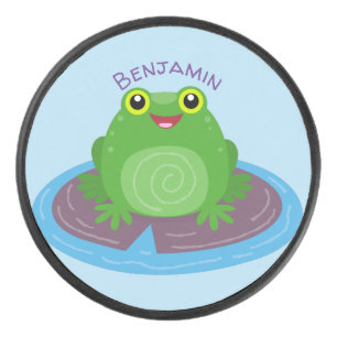 Palet De Hockey Caricature de grenouille verte mignonne
