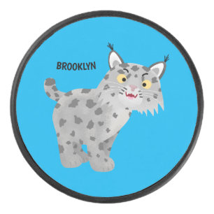 Palet De Hockey Caricature de lynx de lynx de lynx