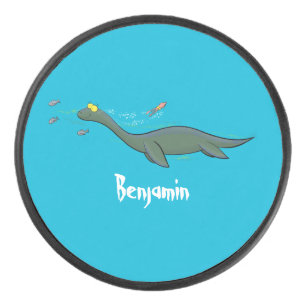 Palet De Hockey Caricature de plesiosaure, monstre marin mignon et