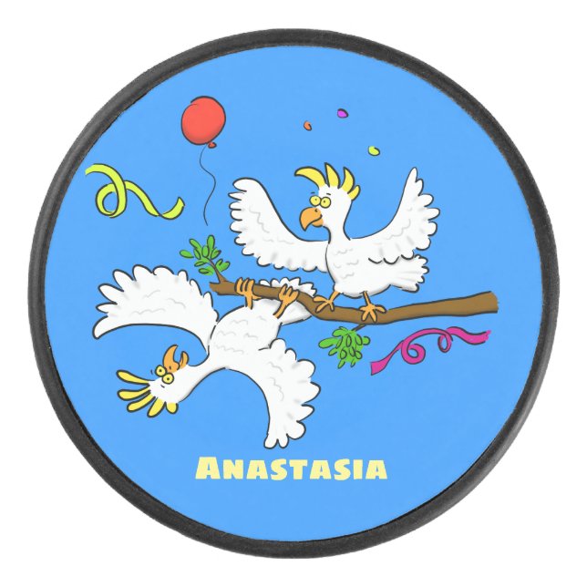 Palet De Hockey Caricature d'oiseaux de cockatoo amusante (Devant)