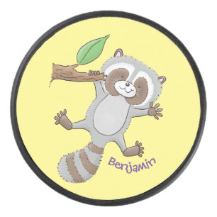Palet De Hockey Caricature pour bébé au raton laveur joyeux