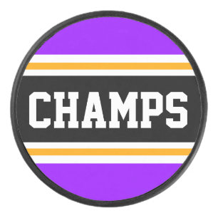 Palet De Hockey CHAMPS Bright Purple Black Yellow Racing Stripes