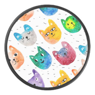 Palet De Hockey Chats aquarelles et amis
