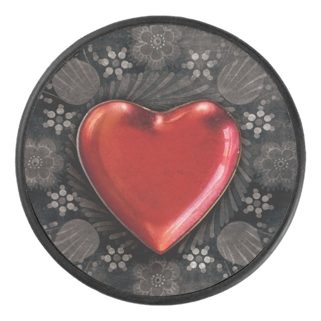 Palet De Hockey Coeur floral romantique Valentine Love (Devant)