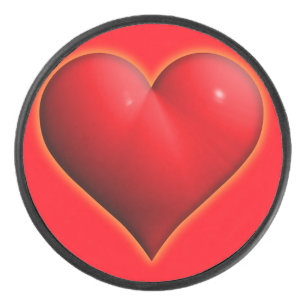 Palet De Hockey Coeur rouge 3-D brillant