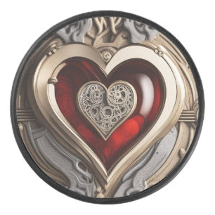 Palet De Hockey Coeur Steampunk - Amour mécanique complexe
