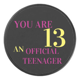 Palet De Hockey Cool Vous Êtes 13 Noir Jaune Rose Anniversaire