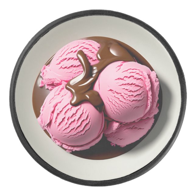 Palet De Hockey Crème glacée aux fraises (Devant)