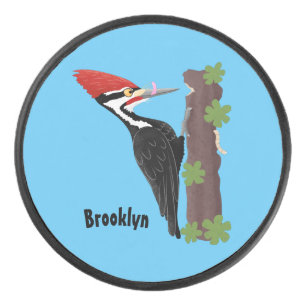 Palet De Hockey Cue drôle Pileated woodpecker dessin d'illustratio