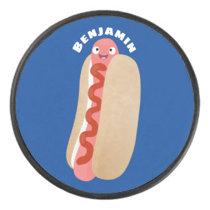 Palet De Hockey Curieux hot dog Weiner dessin animé