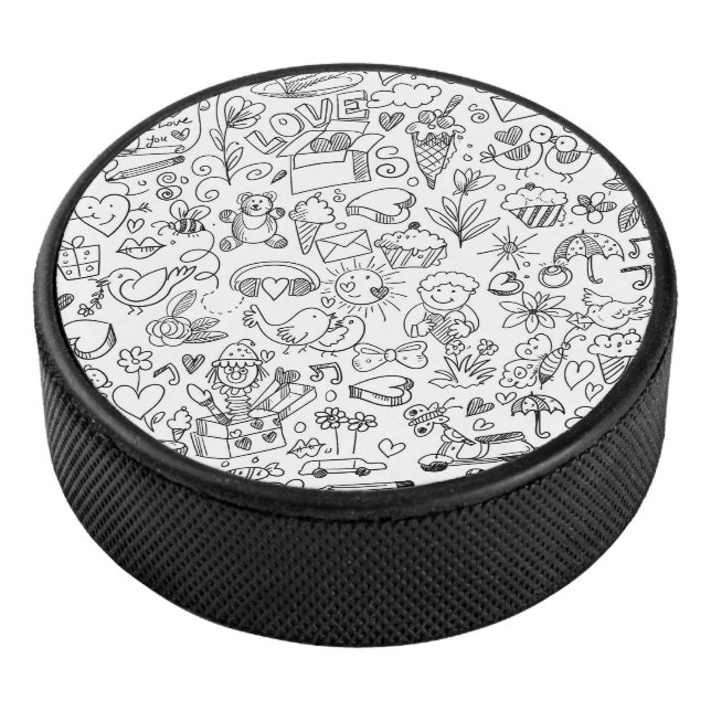 Palet De Hockey Cute Doodle Black & White (3/4/2016 12:00:00 AM)