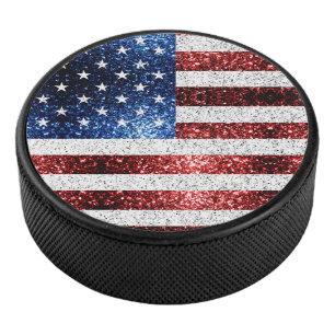Palet De Hockey drapeau américain rouge blanc brillant parties sci