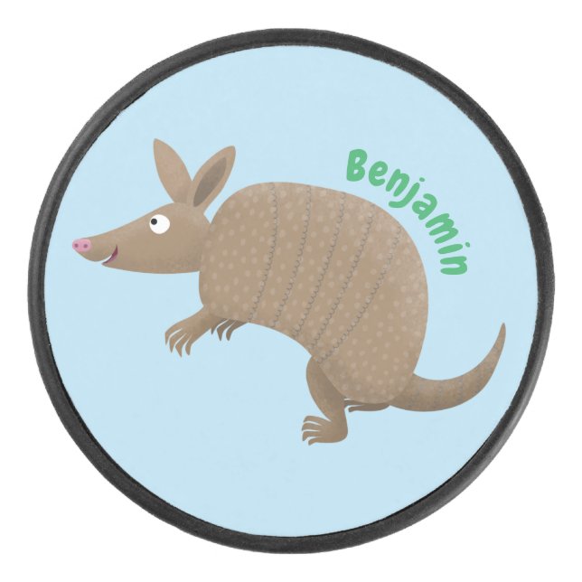 Palet De Hockey Drôle armadillo joyeux dessin animé (Devant)