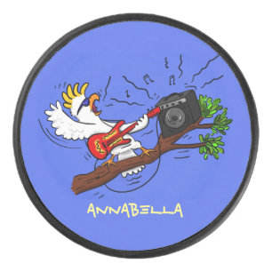 Palet De Hockey Drôle cockatoo jouant de la guitare rock dessin an