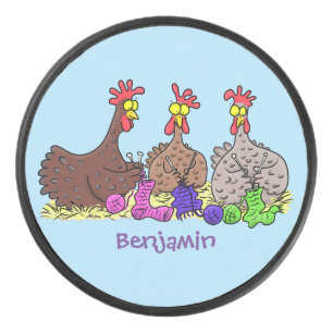 Palet De Hockey Drôle dessin animé de poulets de tricot