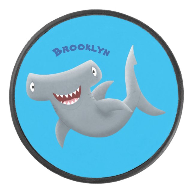 Palet De Hockey Drôle mignon requin marteau dessin animé (Devant)