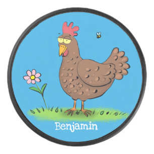 Palet De Hockey Drôle poulet rustique whimsical dessin animé