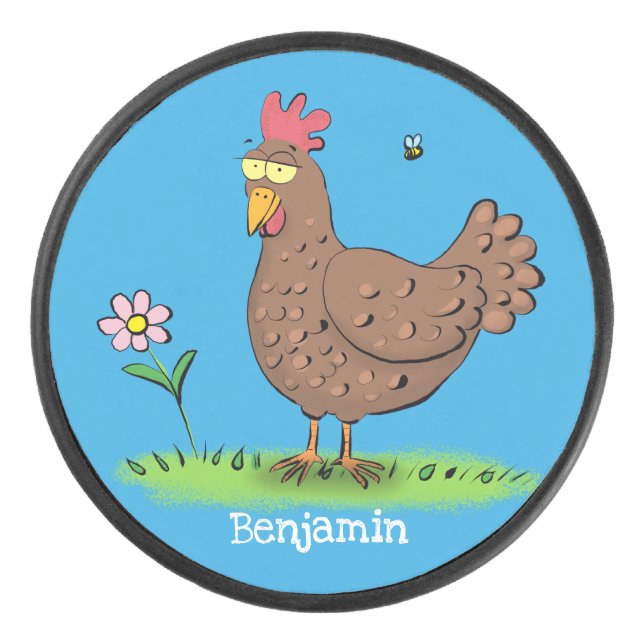 Palet De Hockey Drôle poulet rustique whimsical dessin animé (Devant)
