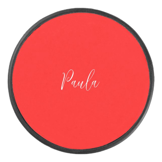 Palet De Hockey Écriture manuscrite Nom élégant Couleur rouge Plai (Devant)