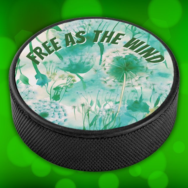 Palet De Hockey Élégant Dandelion Monogramme vert et blanc | (Créateur téléchargé)