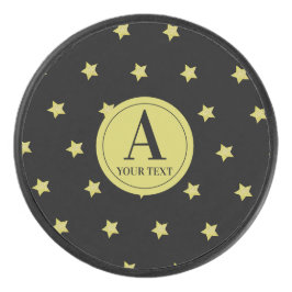 Palet De Hockey Elegant Gold & Black Star Pattern Monogram