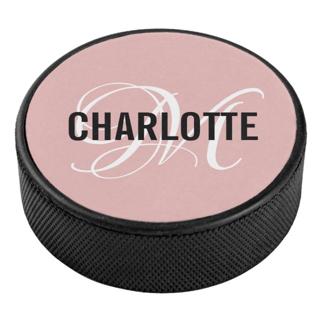 Palet De Hockey Élégant monogramme rose rousse nom hockeyeur (3/4/2016 12:00:00 AM)