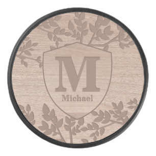 Palet De Hockey Feuille en bois gravé Nom vintage monogramme