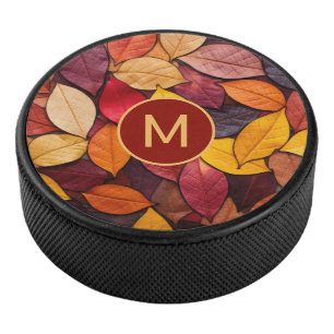 Palet De Hockey Feuilles d'automne colorées Monogrammes personnali