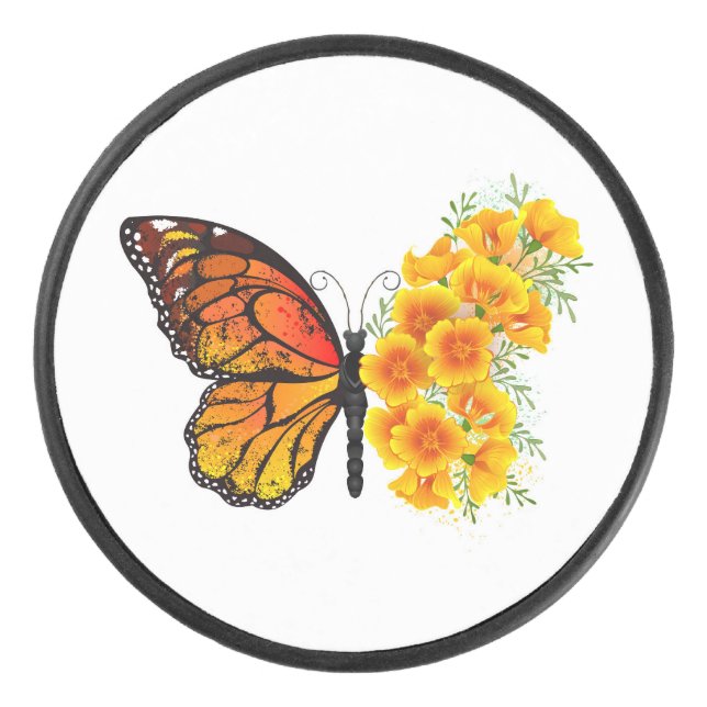 Palet De Hockey Flower Butterfly with Yellow California Poppy (Devant)