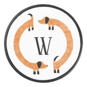 Palet De Hockey Funny Dachshund Saucisse Chien Monogramme