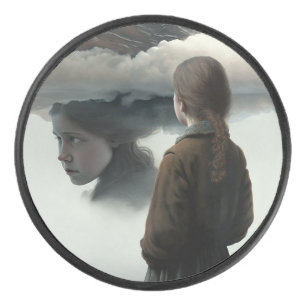 Palet De Hockey Girl with clouds