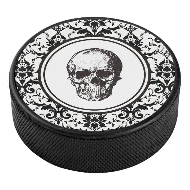 Palet De Hockey HALLOWEEN Noir Motif Damassé Gothique Crâne (3/4/2016 12:00:00 AM)