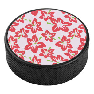 Palet De Hockey Hibiscus Rouge, Fleurs Rouges, Motif De Fleurs