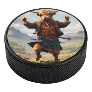 Palet De Hockey Highland Cow Dansant Le Highland Fling,