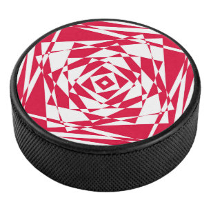 Palet De Hockey Illusion abstraite rouge blanc