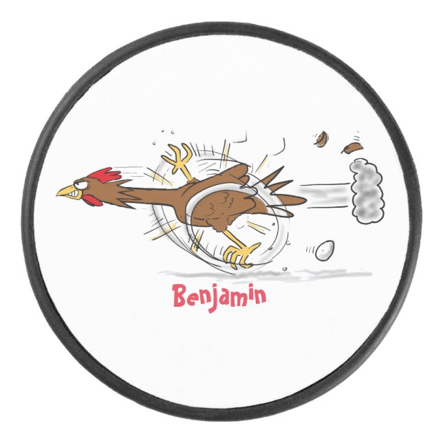 Palet De Hockey Illustration amusante de poulet cool (Devant)