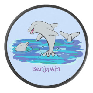 Palet De Hockey Illustration de dauphins heureux adorables