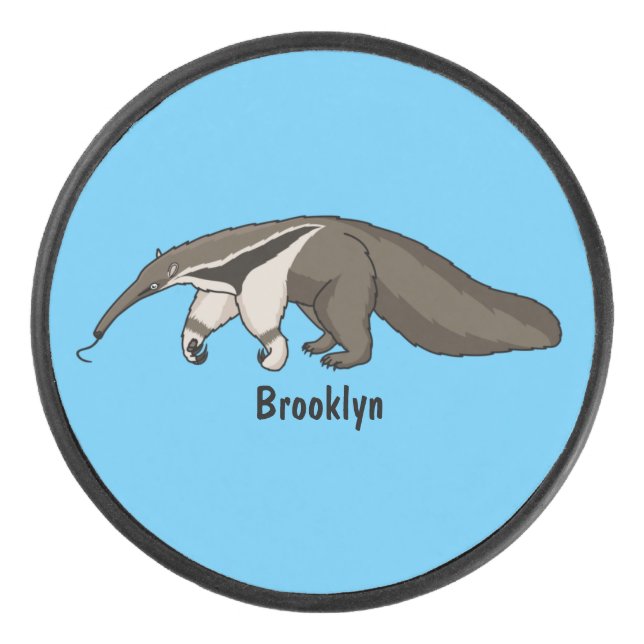Palet De Hockey Illustration de dessin animé d'Anteater happy (Devant)