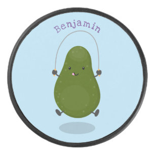 Palet De Hockey Illustration de dessin animé mignon d'avocat sauta