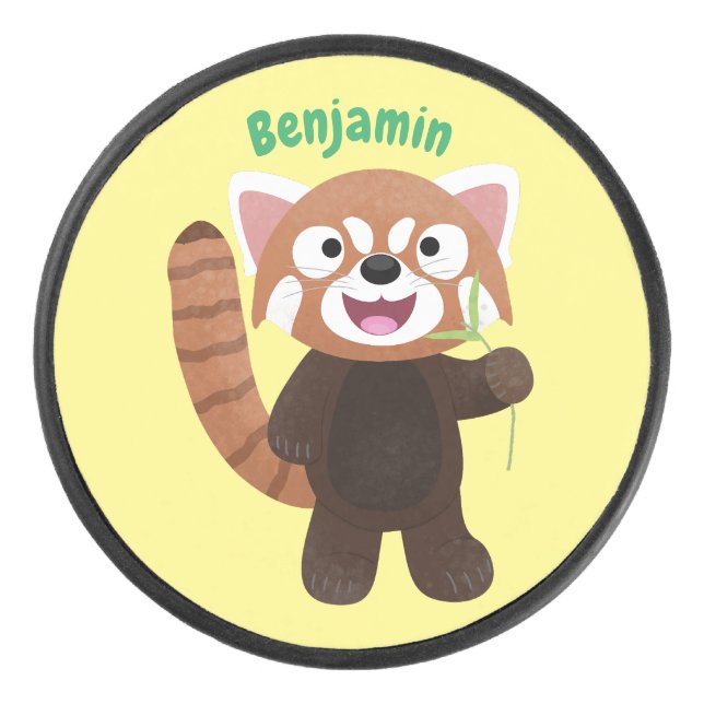 Palet De Hockey Illustration de panda rouge mignon (Devant)