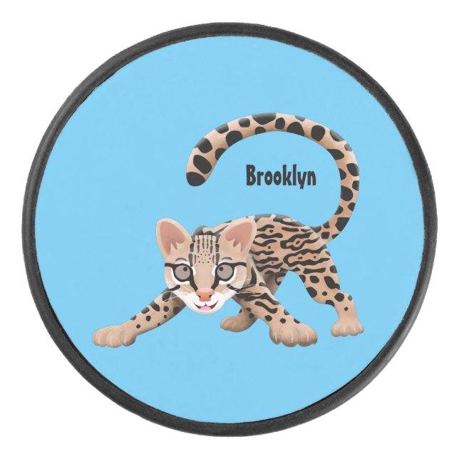 Palet De Hockey Illustration d'ocelot mignon (Devant)