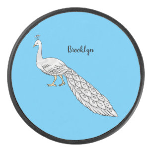 Palet De Hockey Illustration d'oiseau de paon blanc
